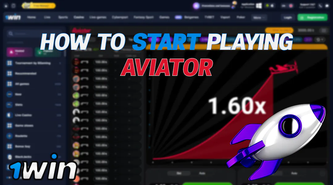Getting started with the game Aviator from 1win in India.